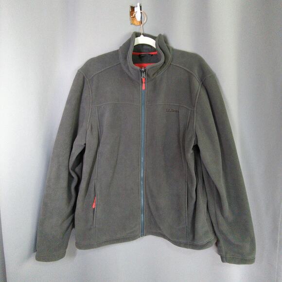 LL Bean Jacket Mens M Red 3 in 1 Zip Out Gray Fleece Hidden Hood All Weather - Picture 2 of 13